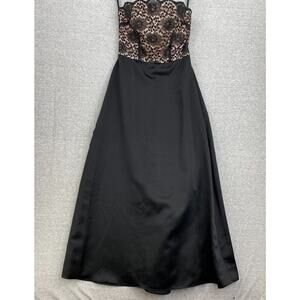 Vintage Niki Livas Gown Womens 8 Black Strapless Lace Formal Prom Evening Dress